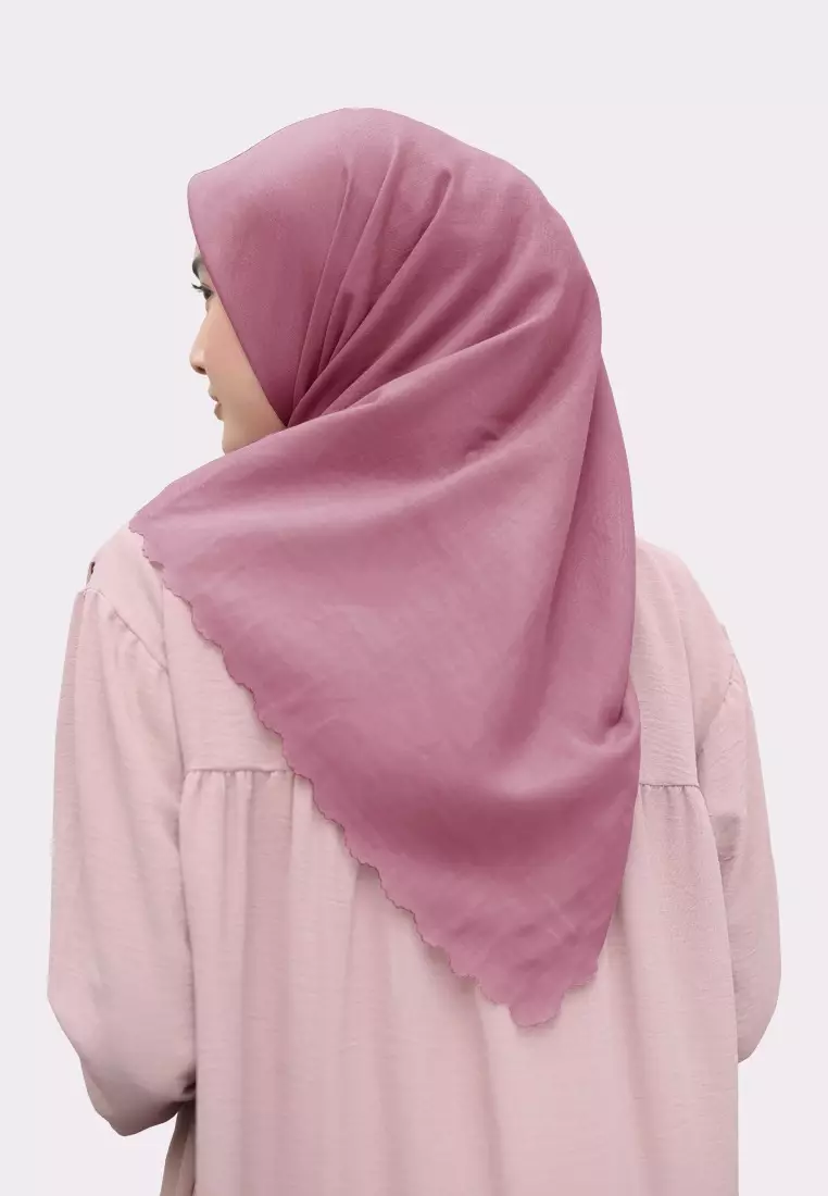 Zelena - Yuki Plain Paris Japan | Hijab Segiempat Paris Polos Lasercut - Rose
