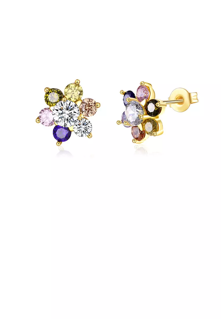 Gold flower outlet earrings studs