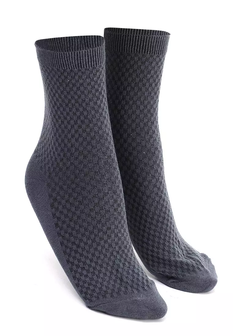 Bumbha Kaos Kaki Pria Mozaik Anti Odor Socks Footwear Material Bamboo Fiber ORIGINAL - Dark Grey