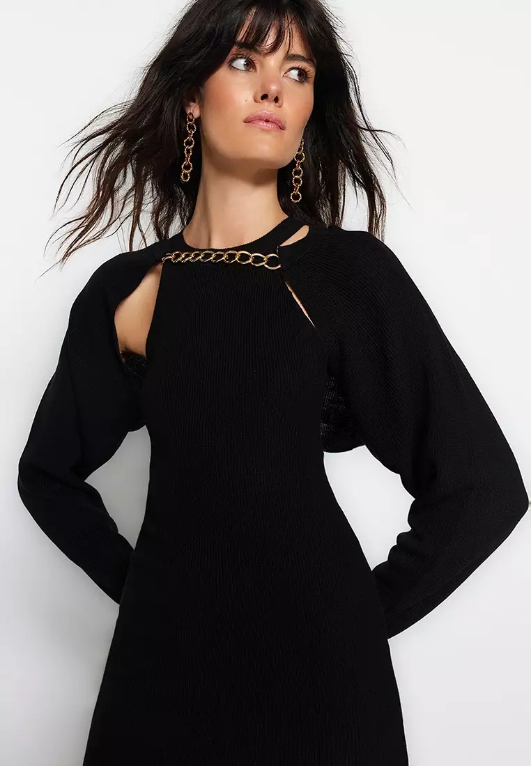 Knit Midi Dress with Cardigan