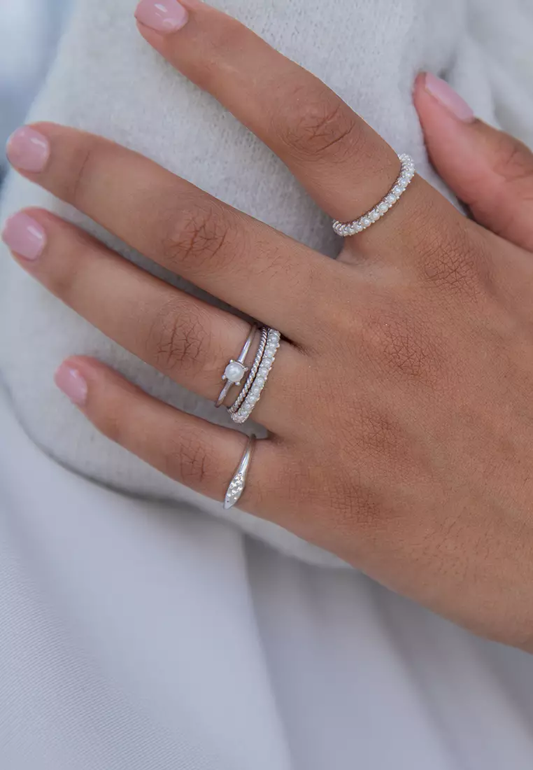 Ring Twisted Set Of 2 Freshwater Cultured Pearl