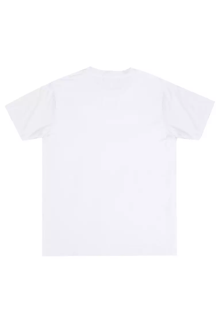 NTD80 kaos slim fit pria anti kusut lengan pendek "small step matter" putih