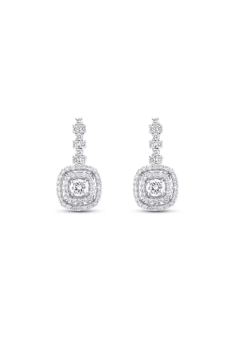 White gold halo earrings shop