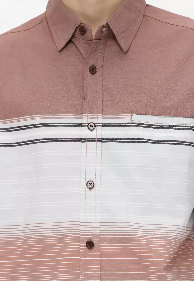 POLICE Kemeja Border Printing Lt.Grey Regular Fit Pria