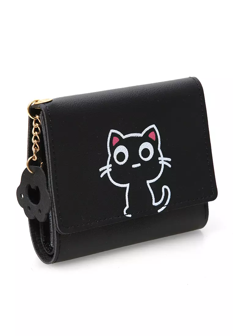 Fiore Dompet Anak Wanita Mini Short Wallet Cat Motive Many Slot Material Leather ORIGINAL - Black
