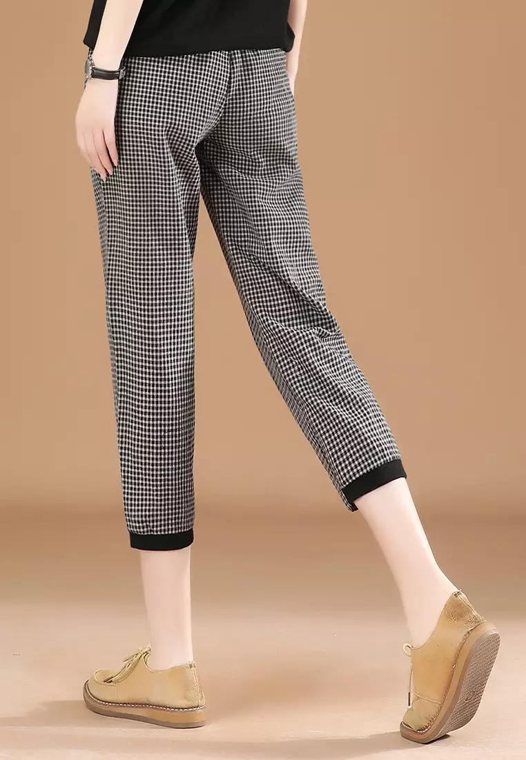 Girls checkered sale trousers