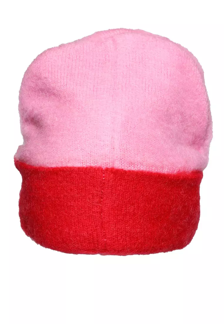 Beanie Dua Warna Merah Muda