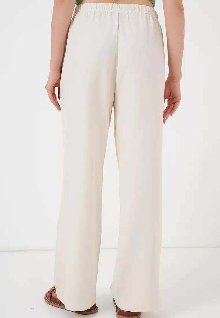 Wide Leg Linen-Look Trousers
