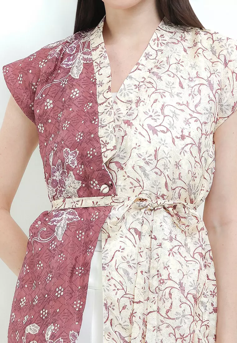 Vest Outer Blouse Atasan Batik Wanita Merona Spesial JFW Collection Akayna Mauve