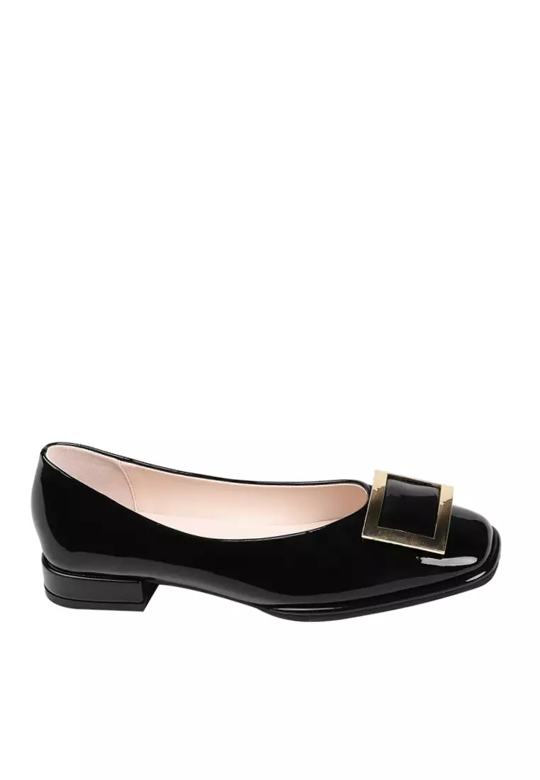 Discount on Twenty Eight Shoes  shoes - SKU: VANSA Fashion Shinny Patent Square Buckle Low Heel Shoes VSW-FJH-1