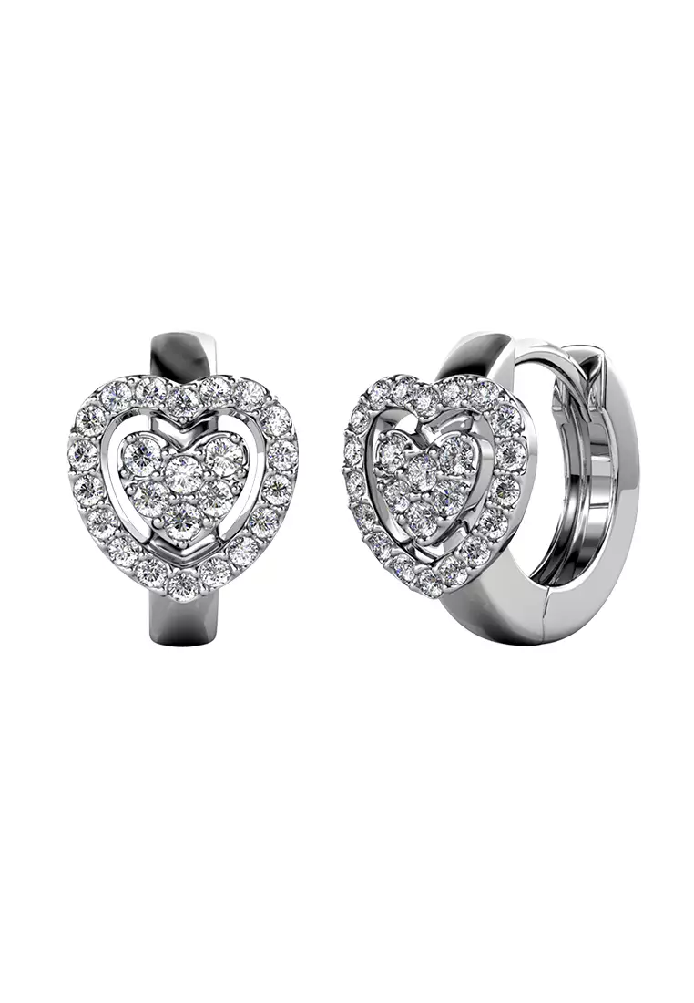 Her Jewellery Alys Heart Earrings (White Gold) - Luxury Crystal Embellishments plated with 18K Gold