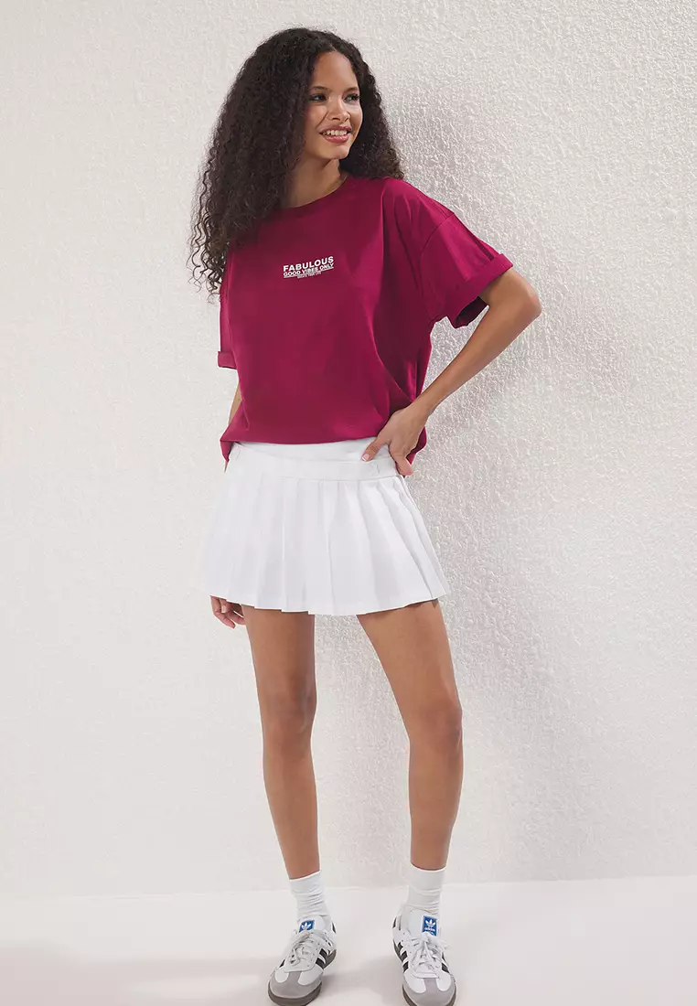 Dark Cherry Knitted T-Shirt Twoss24Ts00183