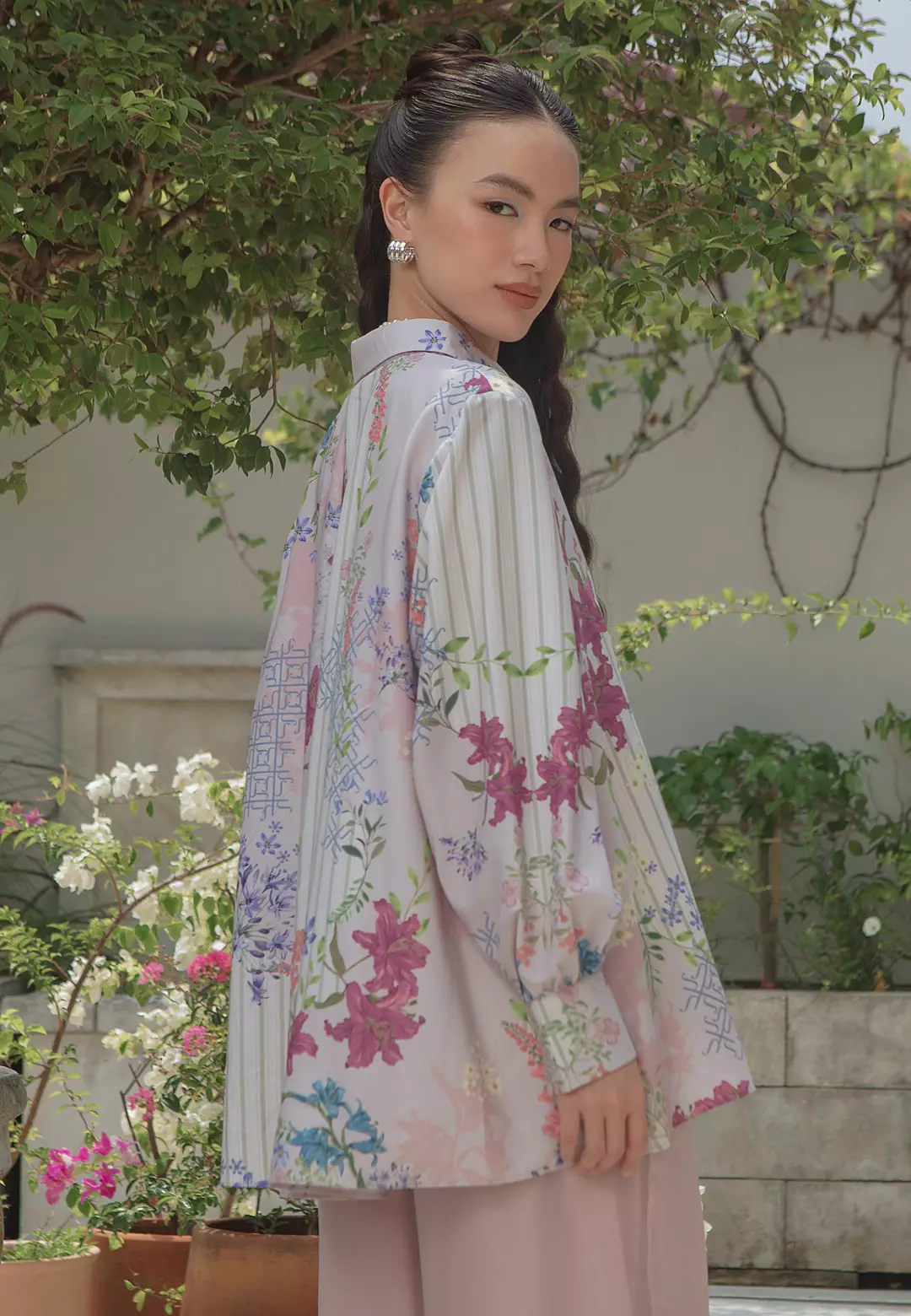 HijabChic Merissa Lavender Bloom Top - Baju Lebaran Motif Floral Nyaman