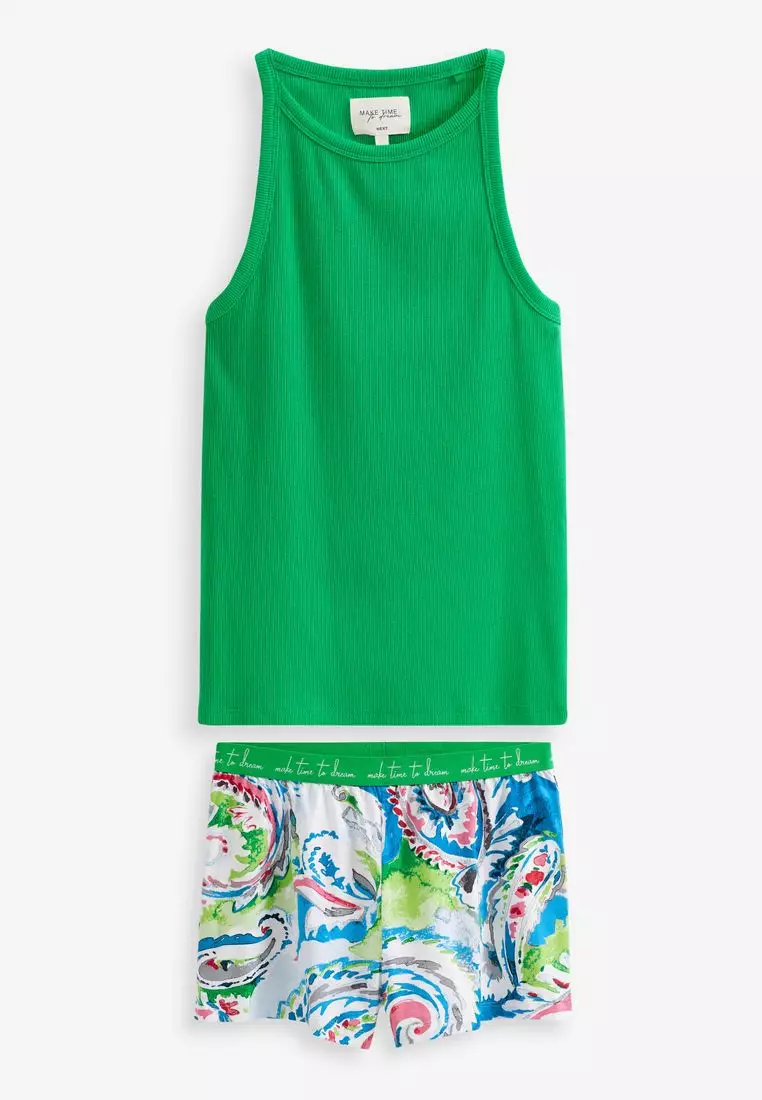 Buy NEXT Cotton Blend Ribbed Vest Short Pyjamas Set 2024 Online