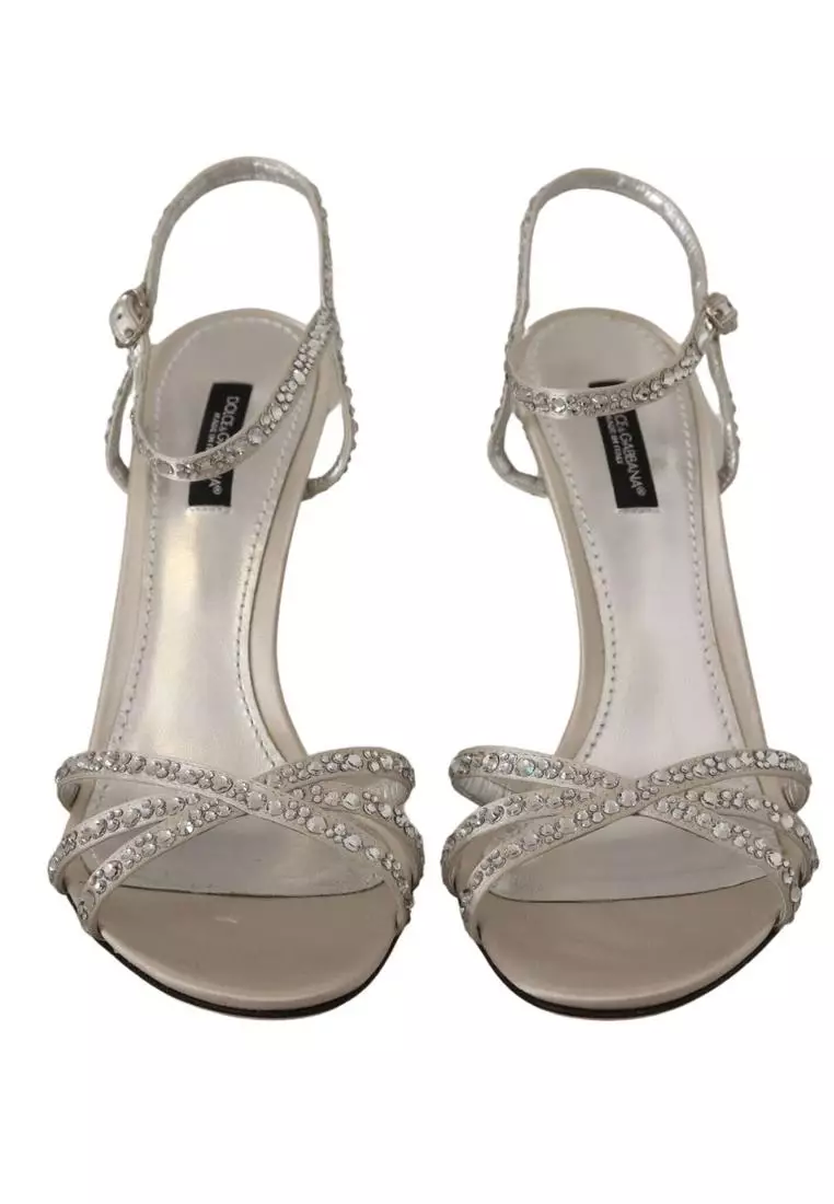 Dolce Gabbana Dolce Gabbana Silver Crystal Covered Ankle Strap