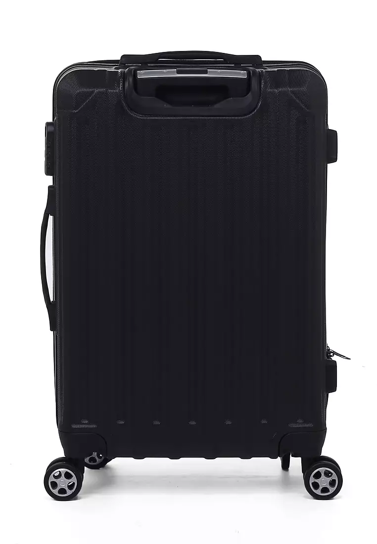 Isvara Tas Koper Hardcase Unisex One Set Suitcase Number Code Combination Lock Large Compartment Material ABS+PVC Coated ORIGINAL - Black