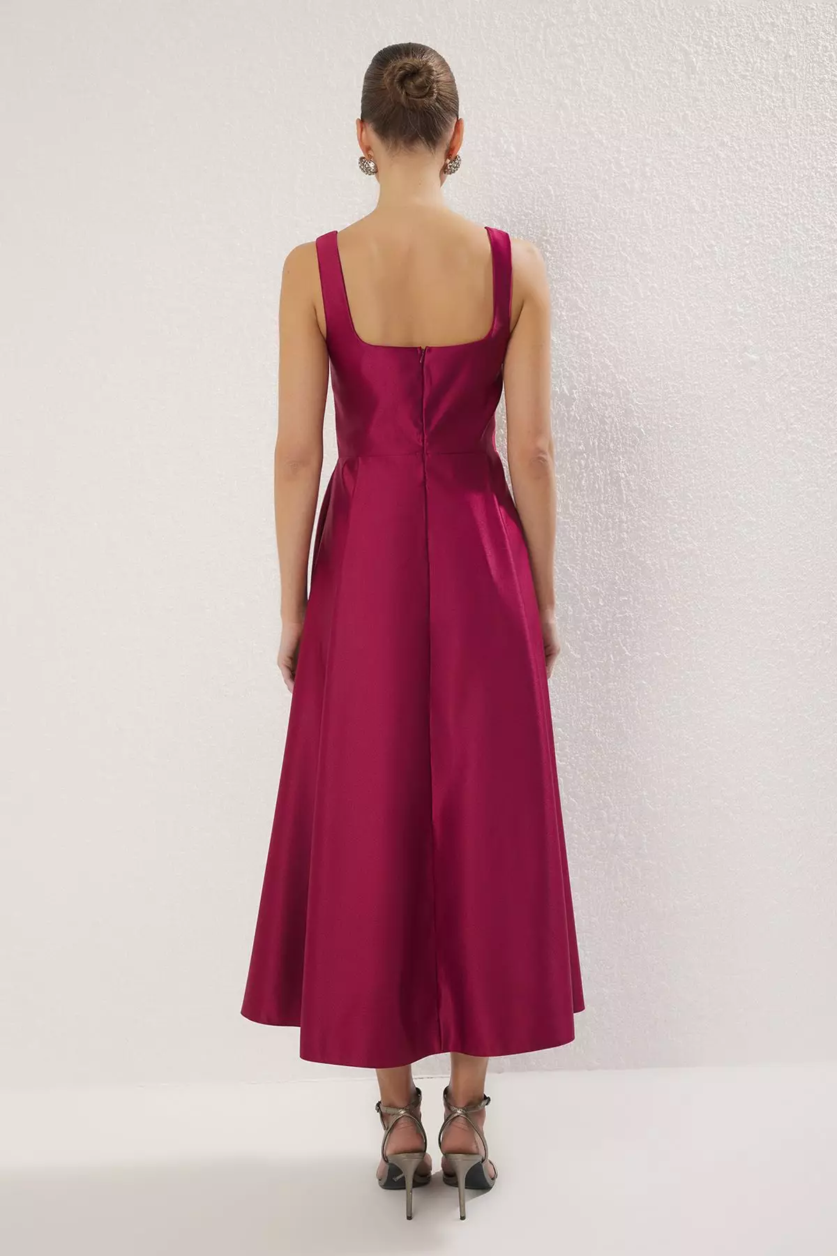 Plum A-Line Satin Woven Elegant Evening Prom Dress TPRAW25EL00040