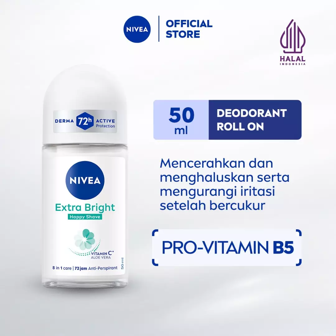 NIVEA Deodorant Brightening Happy Shave Roll On 50ml - Twin Pack