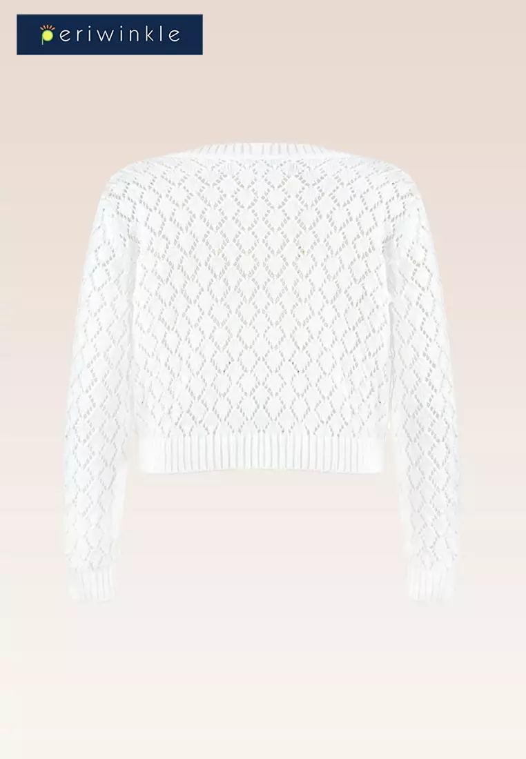Mayline Girls White Knitted Cardigan
