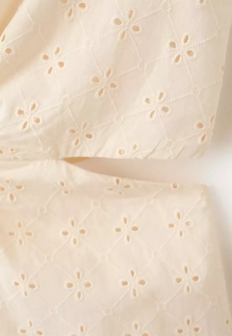 mango broderie anglaise cotton dress MANGO - Embroidered short Dress White