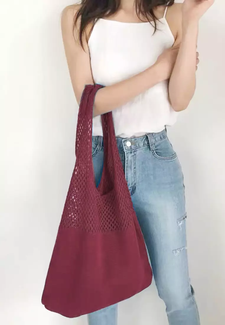 2024 New Vintage Hollow Woven Tote Bag Large Capacity Shopping Bag CA080701