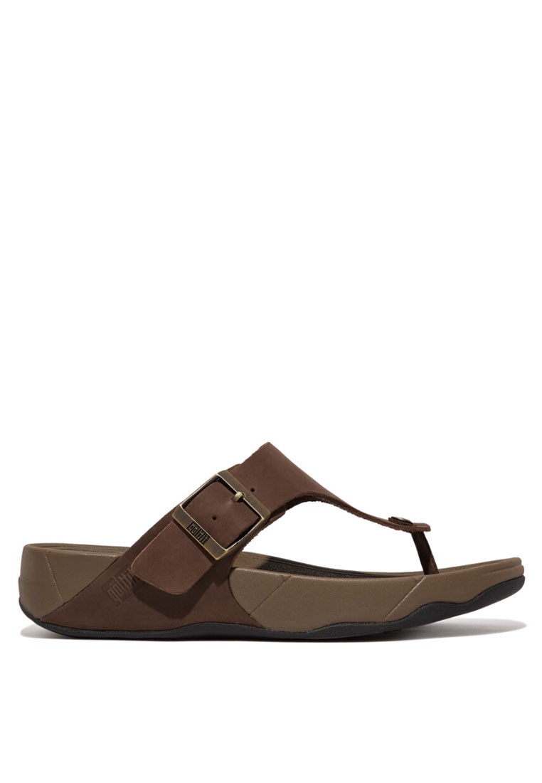 FitFlop TRAKK II Men's Buckle Nubuck Toe-Posts - Chocolate Brown (GD1-167)