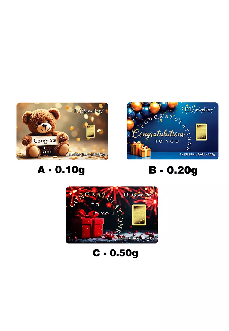 5G Gold Collection 999.9/24K Congratulations Series Gold Bar (0.2g)