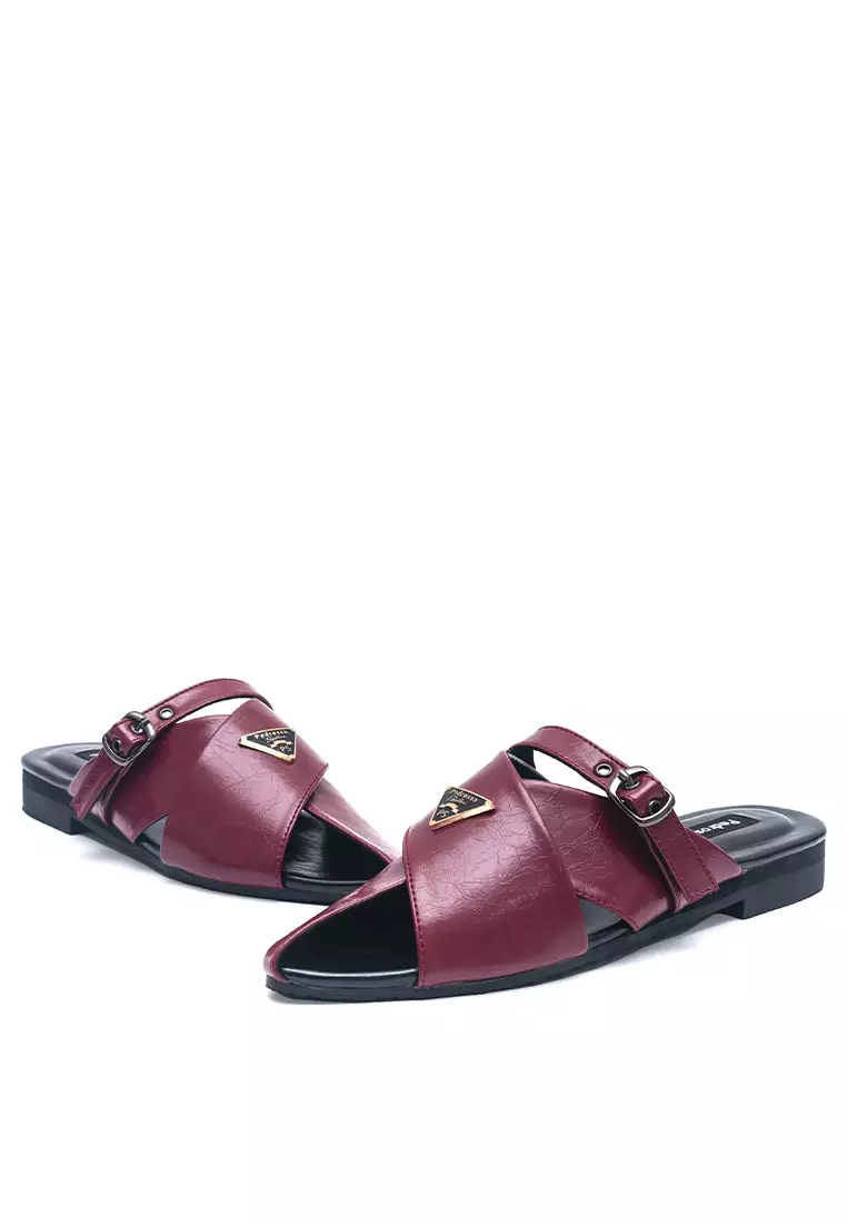 Alana Mules Sandal in Maroon