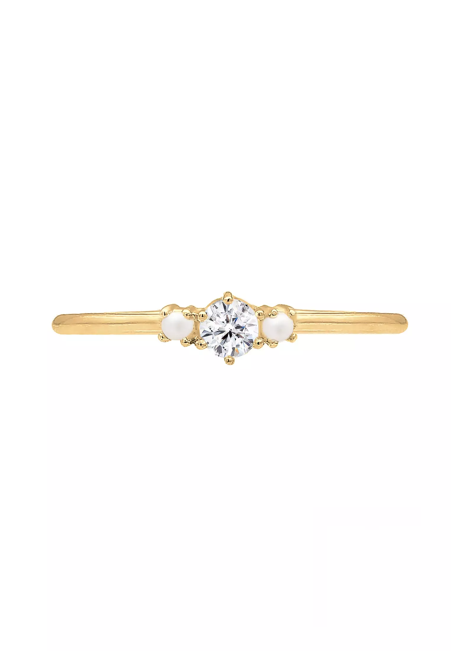 Ring Synthetic Pearls 925 Sterling Silver Gold Plated