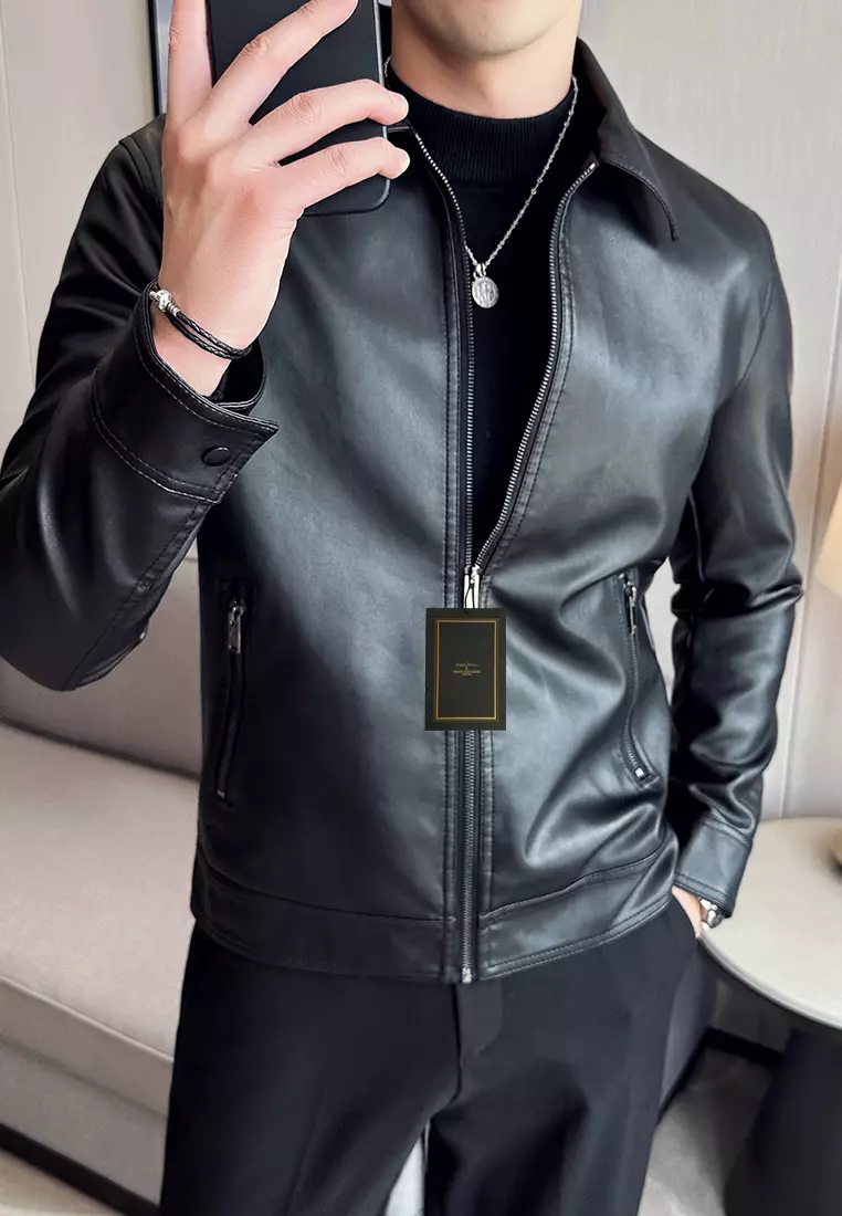 Men's Faux Leather Aviator Jacket MJ6806
