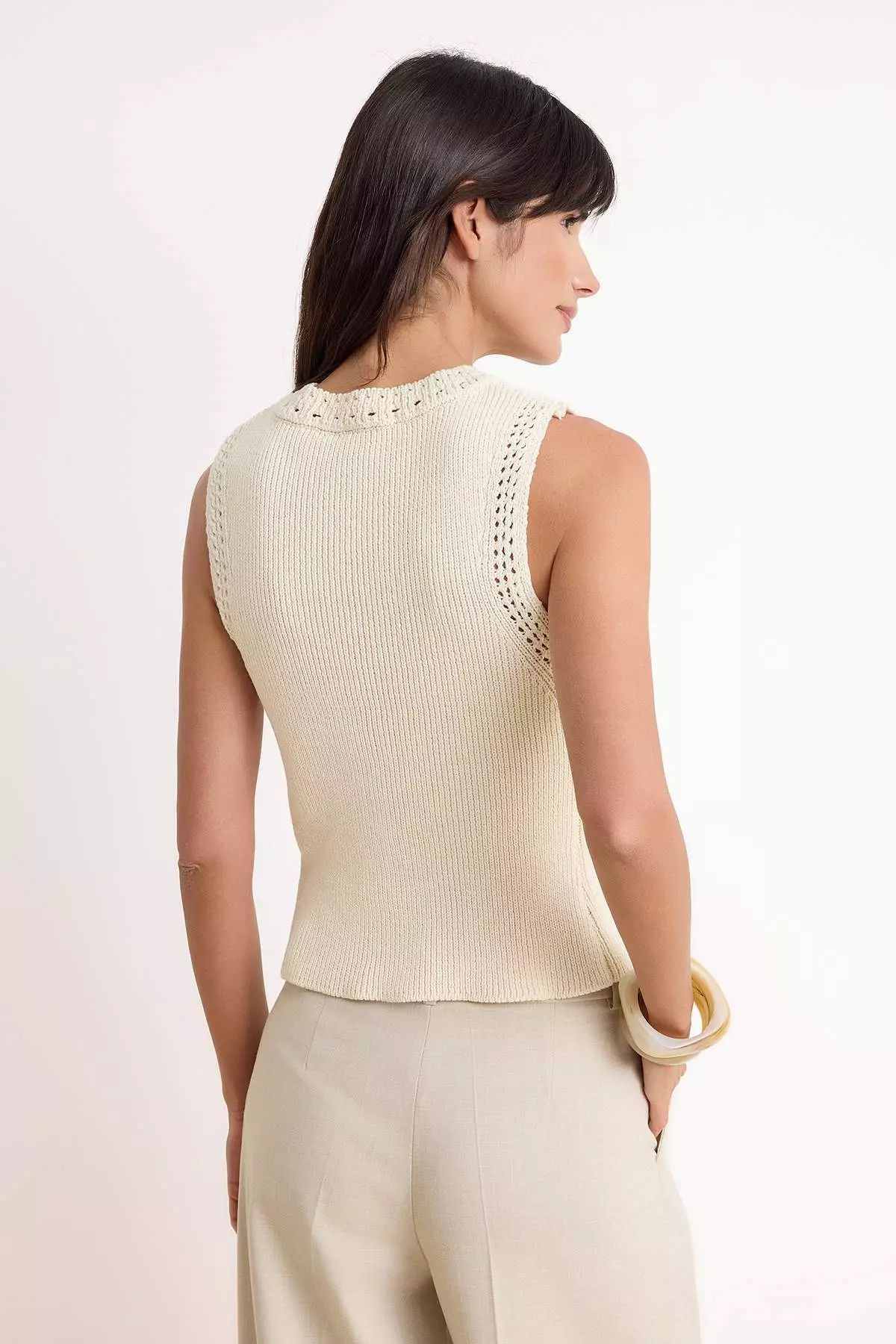 Stone Gemstone Button Detailed Blouse Twoss26Bz00329