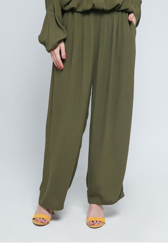 9 to 12 green Crinkled Comfy Pants B901DAAC9FC042GS_1