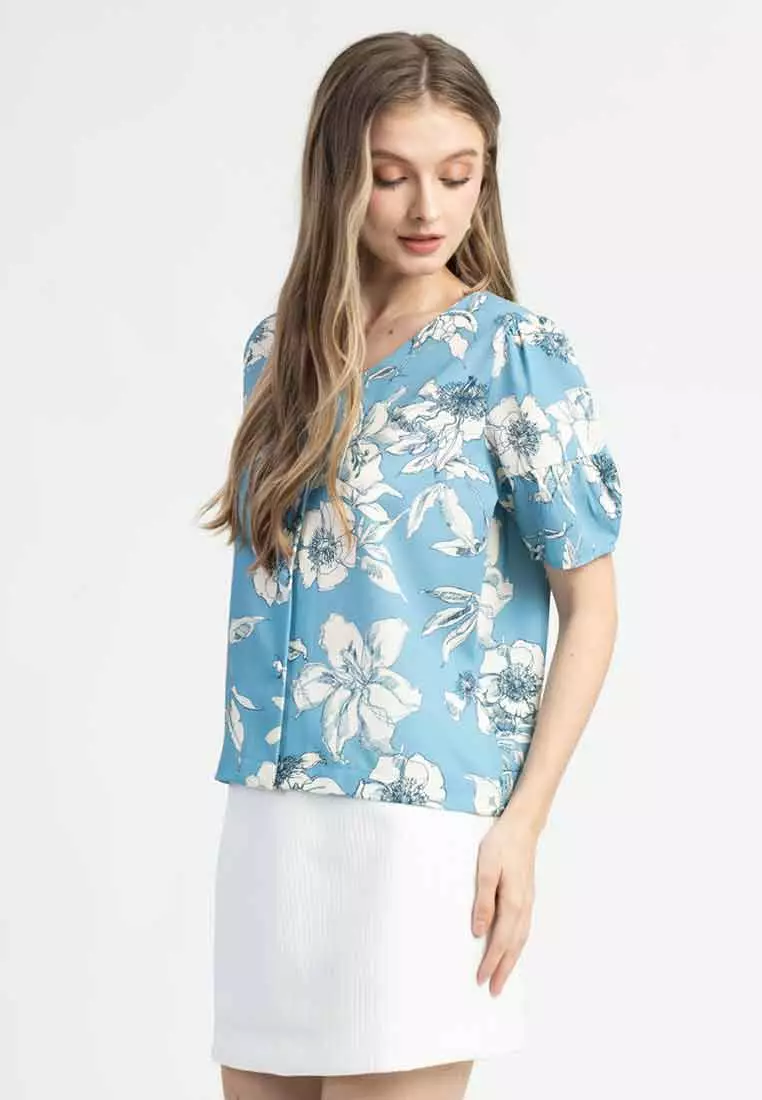 Nadine Floral Button-Up Blouse