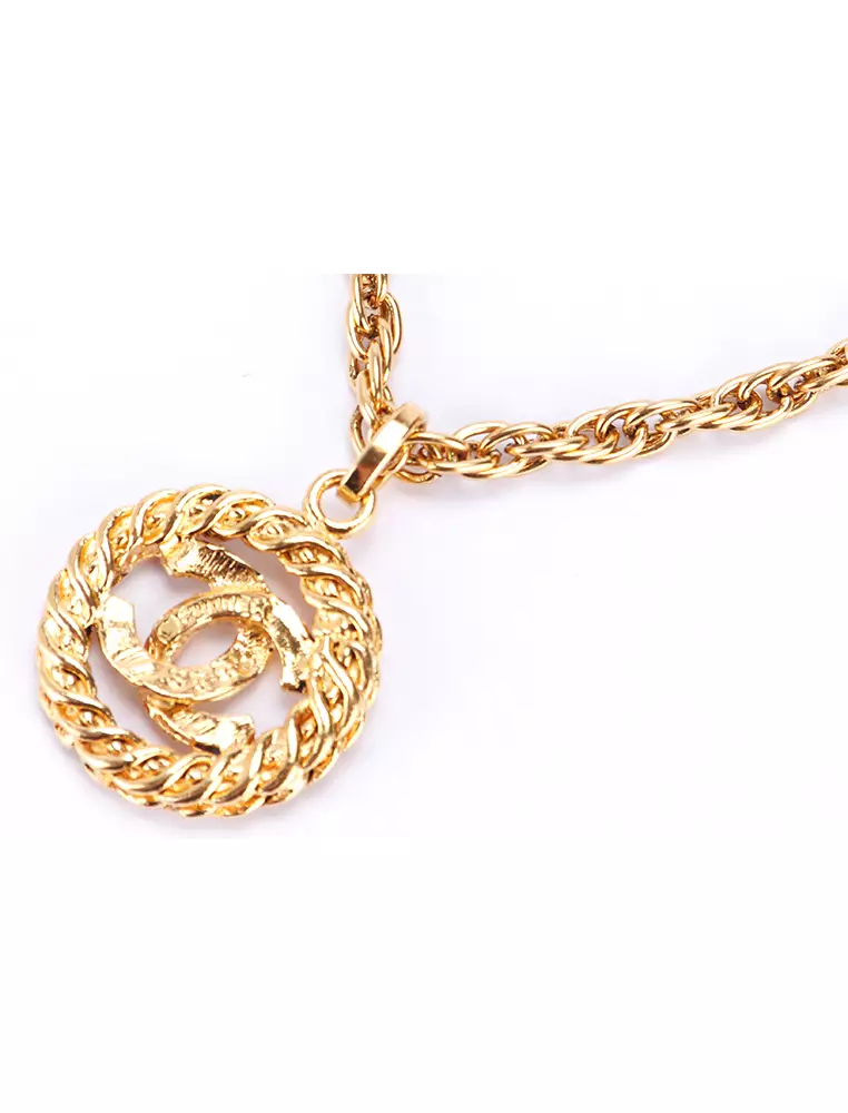 Buy Chanel Pre loved Chanel Gold Plated Necklace 1984 Round Cc