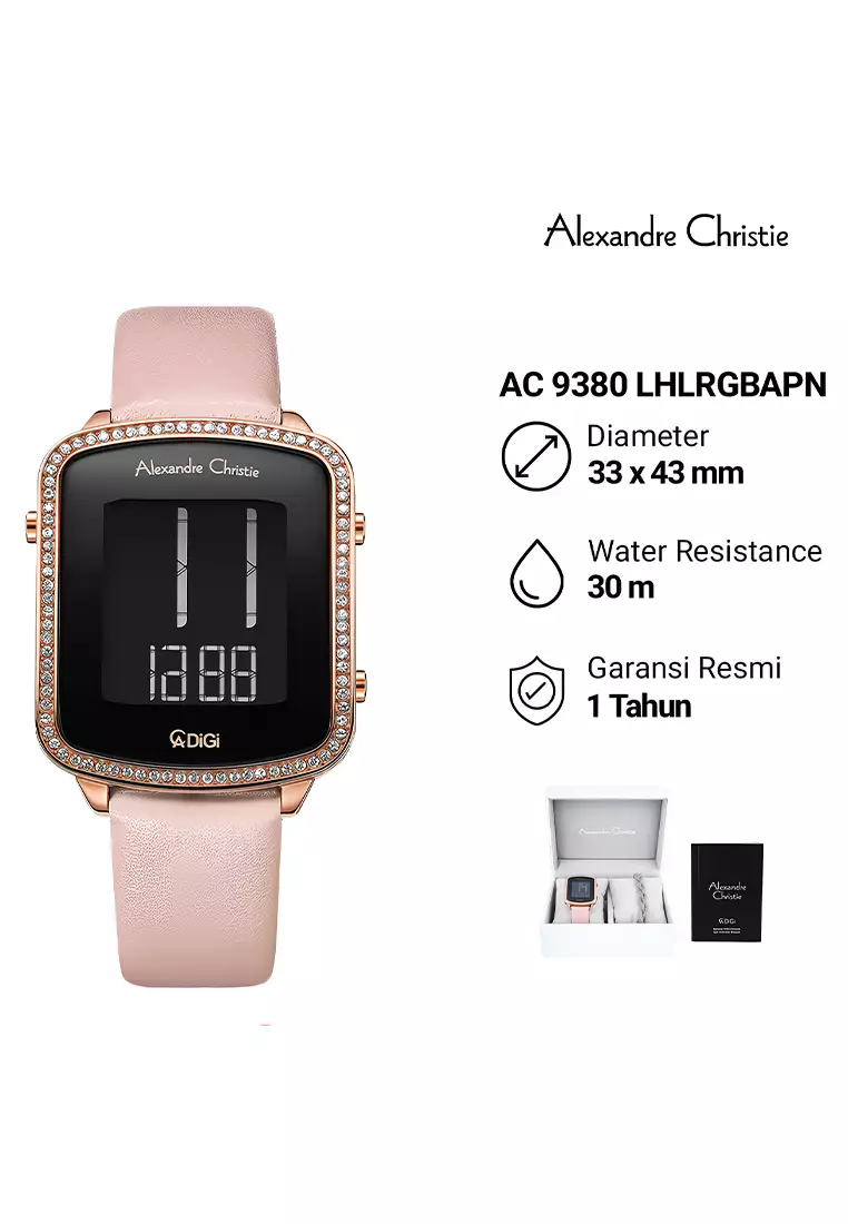Alexandre Christie - Jam Tangan Digital Wanita - Rosegold - Pink Leather Strap - 9380 LHLRGBAPN