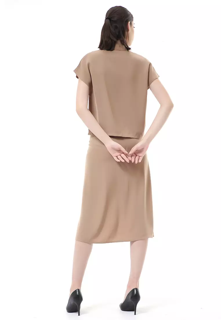 Nayra Setelan Baju & Rok Wanita One Set Adjustable Short Sleeve Material Dolce ORIGINAL - Milo