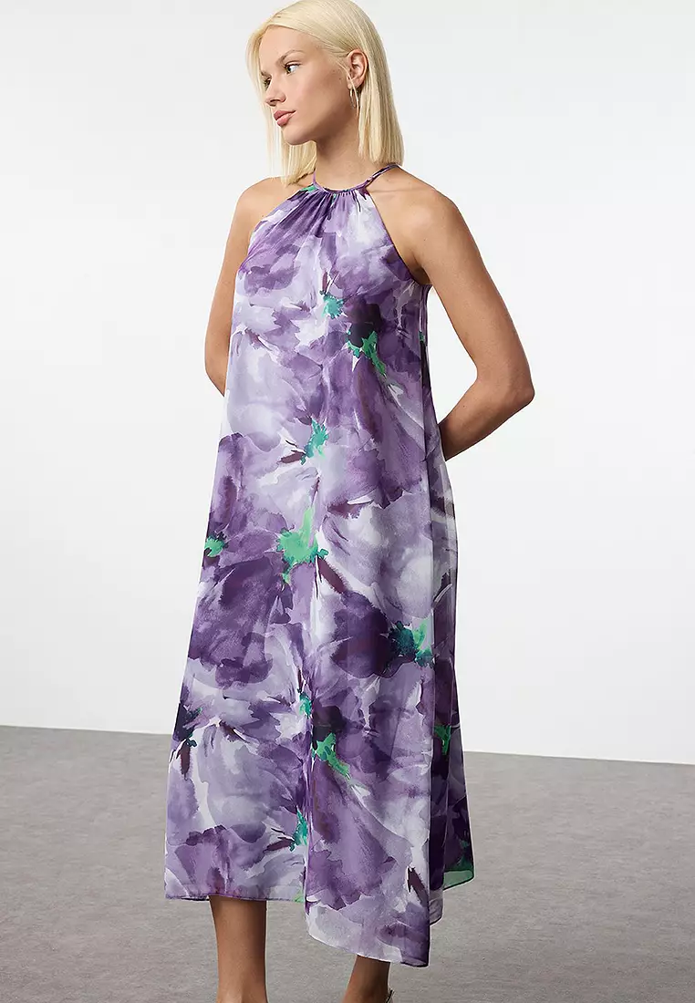 Jual Trendyol Floral Chiffon Midi Dress Original 2025 ZALORA