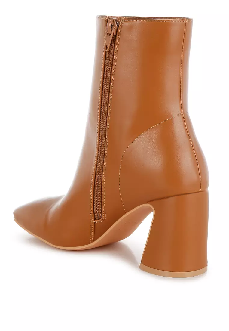Square Toe Ankle Boots In Tan