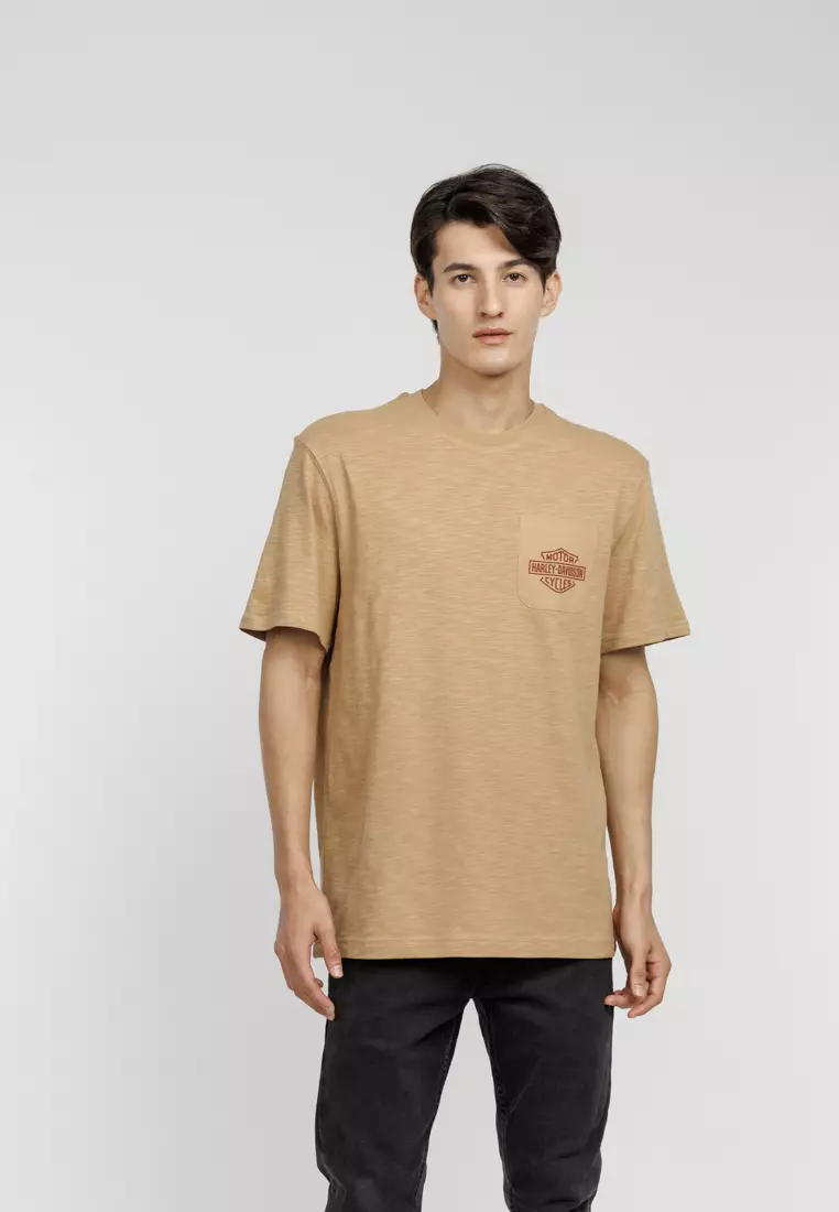Brown Harley Davidson T Shirt On The Roam X H-D Ringer T-Shirt