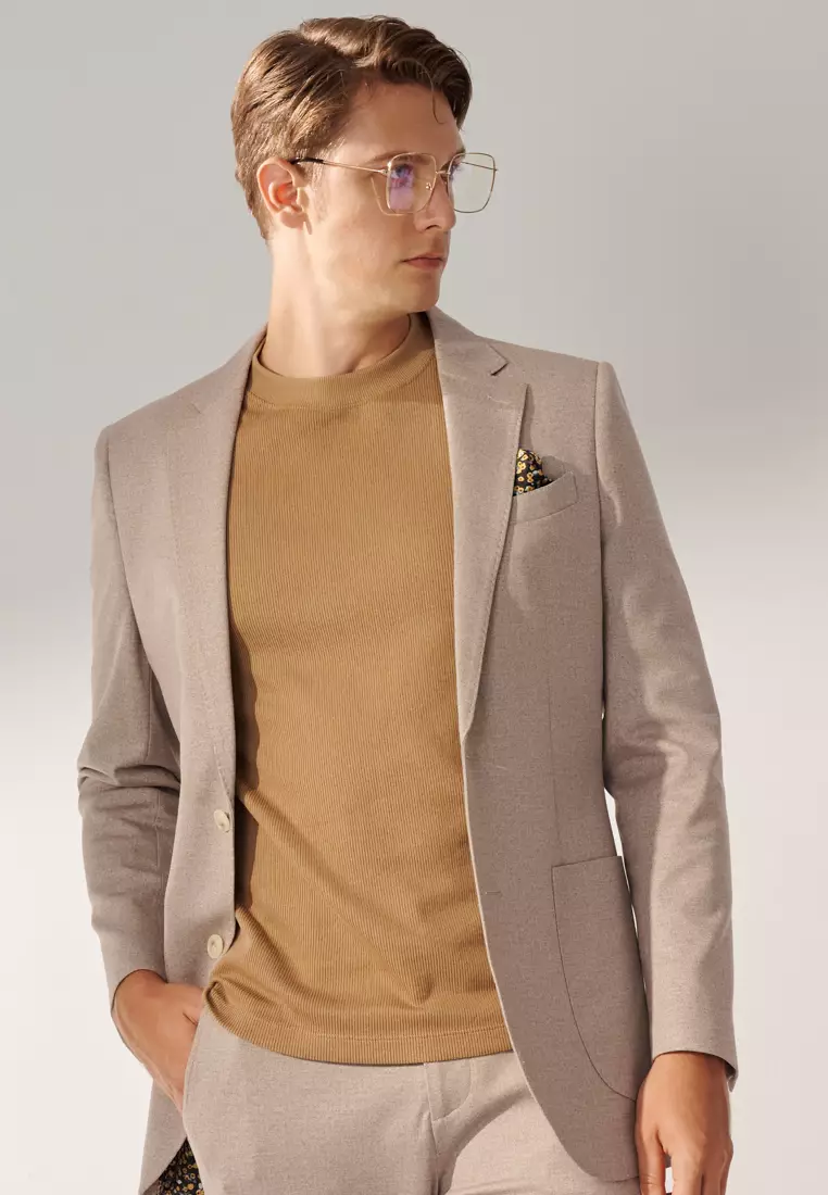 Camel Textured Turtleneck T-shirt