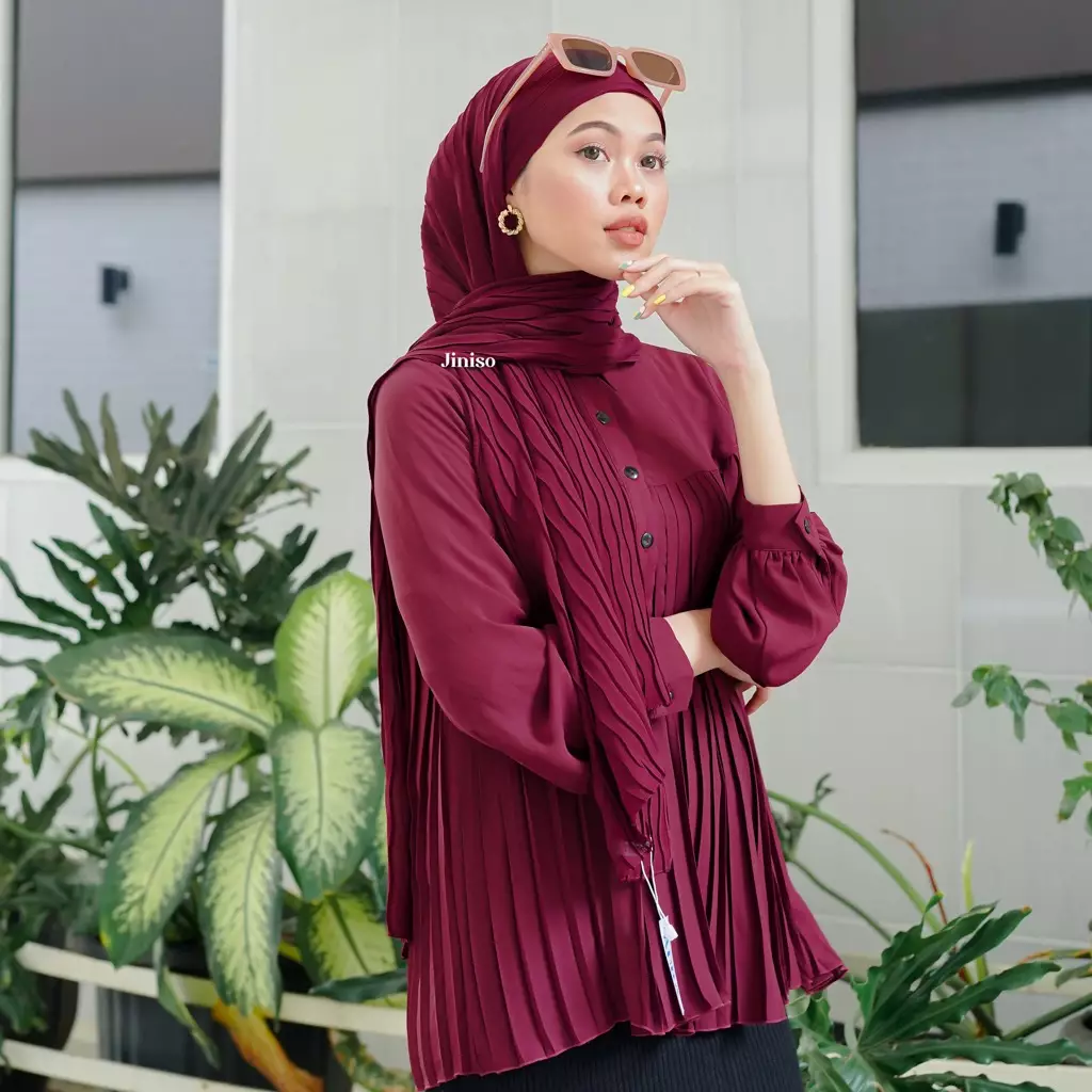 AURA Active Hijab Pashmina Full Plisket Wave