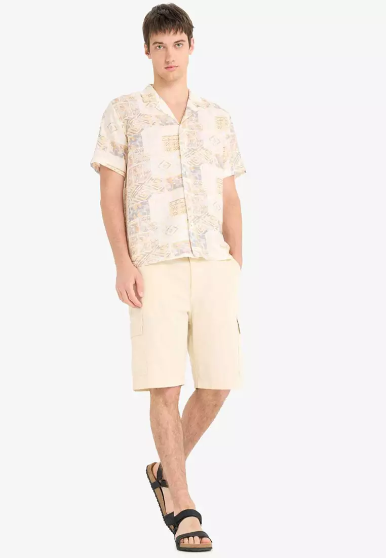 Regular Fit Apache Collar Patterned Short Sleeve Shirt E2315Ax25Sm