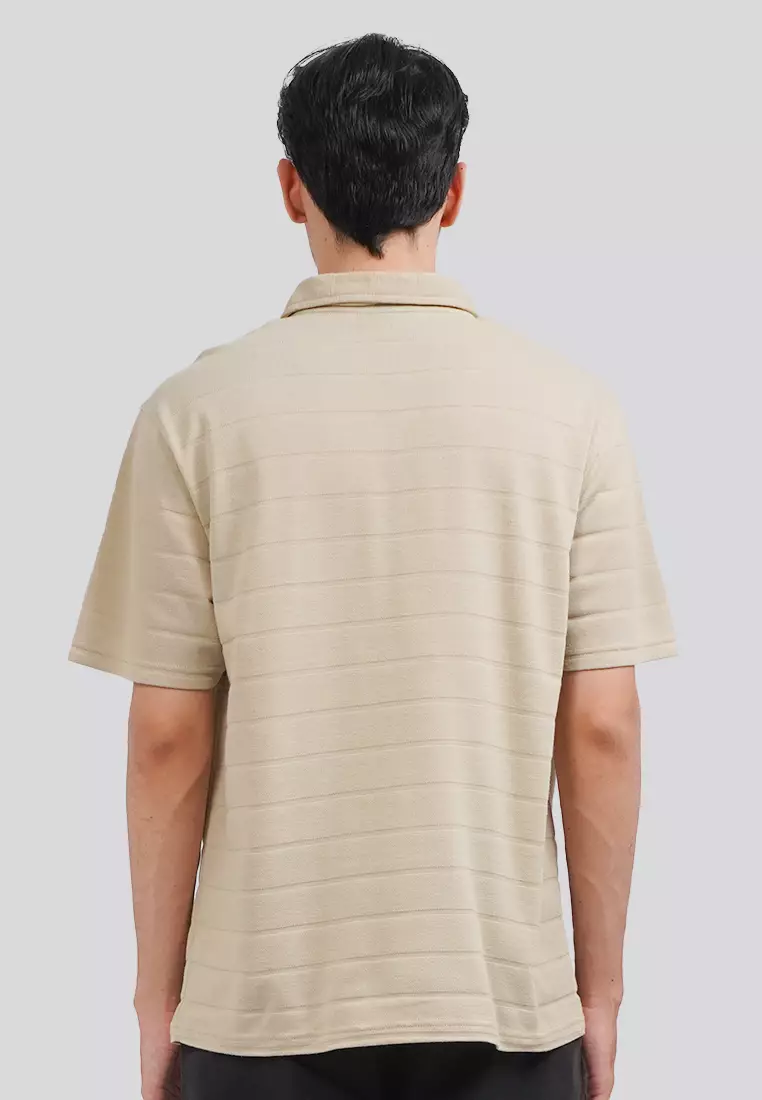Textured Polo Shirt with Button