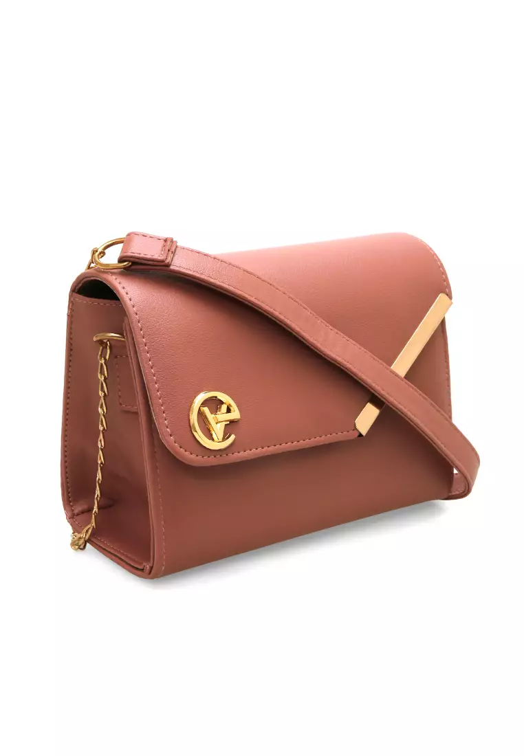 Michela Tas Selempang Wanita Rantai Premium Good Quality - Dusty Pink