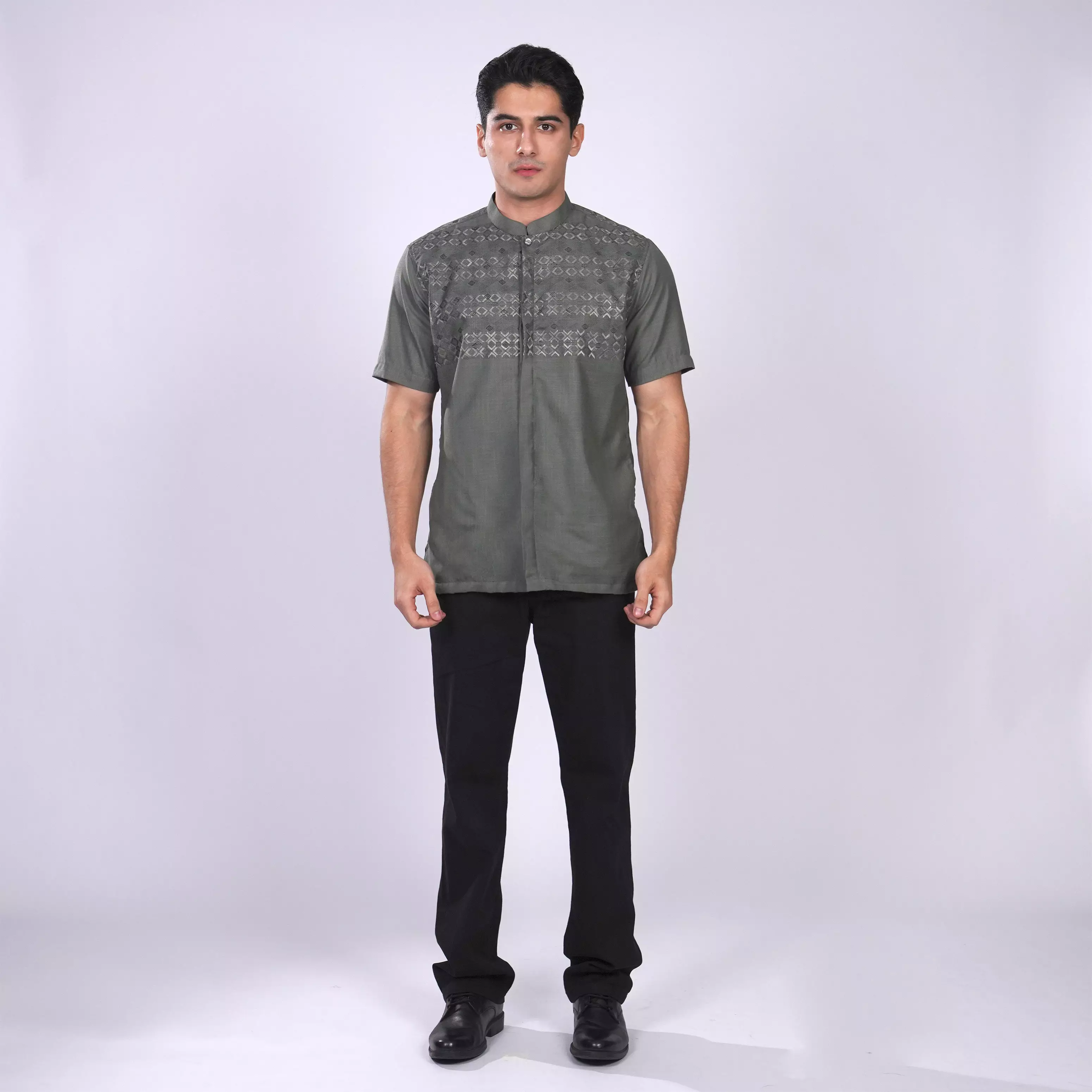 Casella Baju Koko Pria Lengan Panjang Premium Edisi Koko Sultan 4159 Green Grey