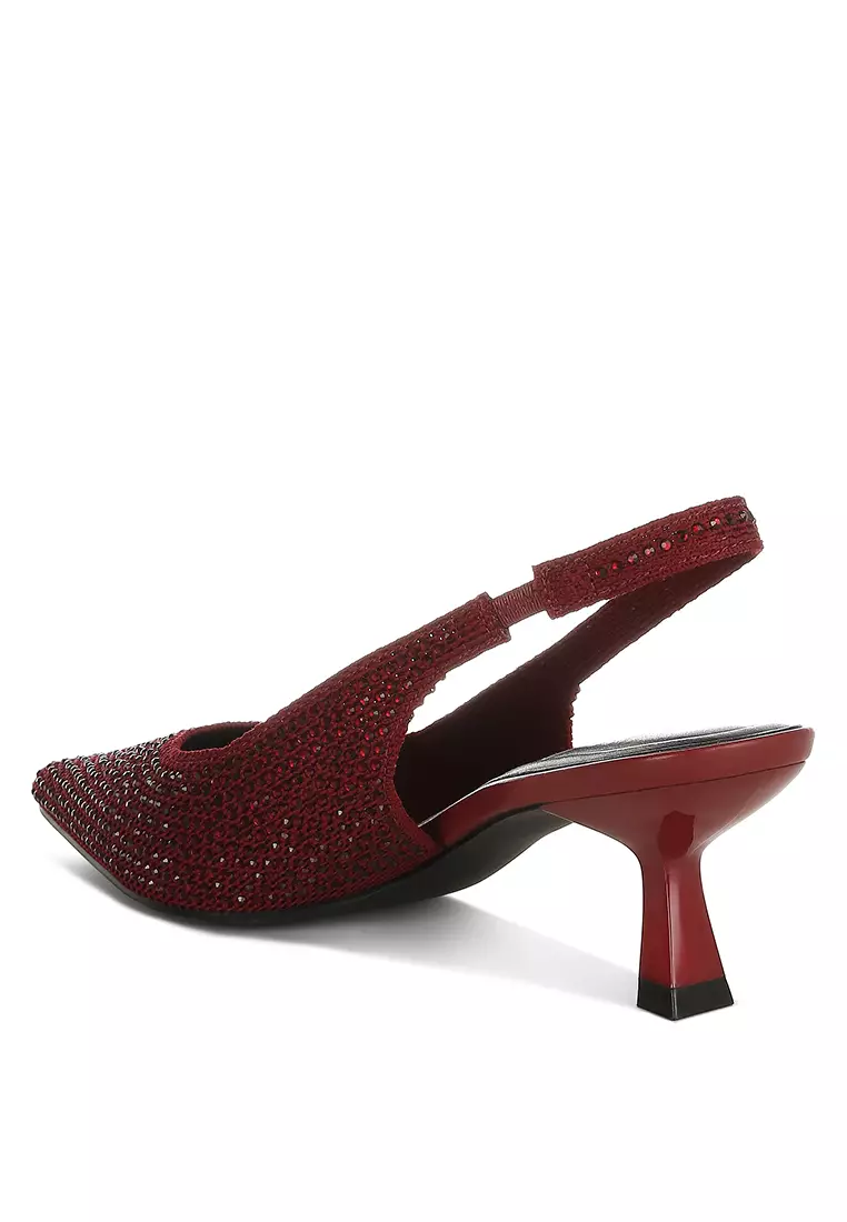 Flyknit Rhinestone Slingback Sandals in Burgundy