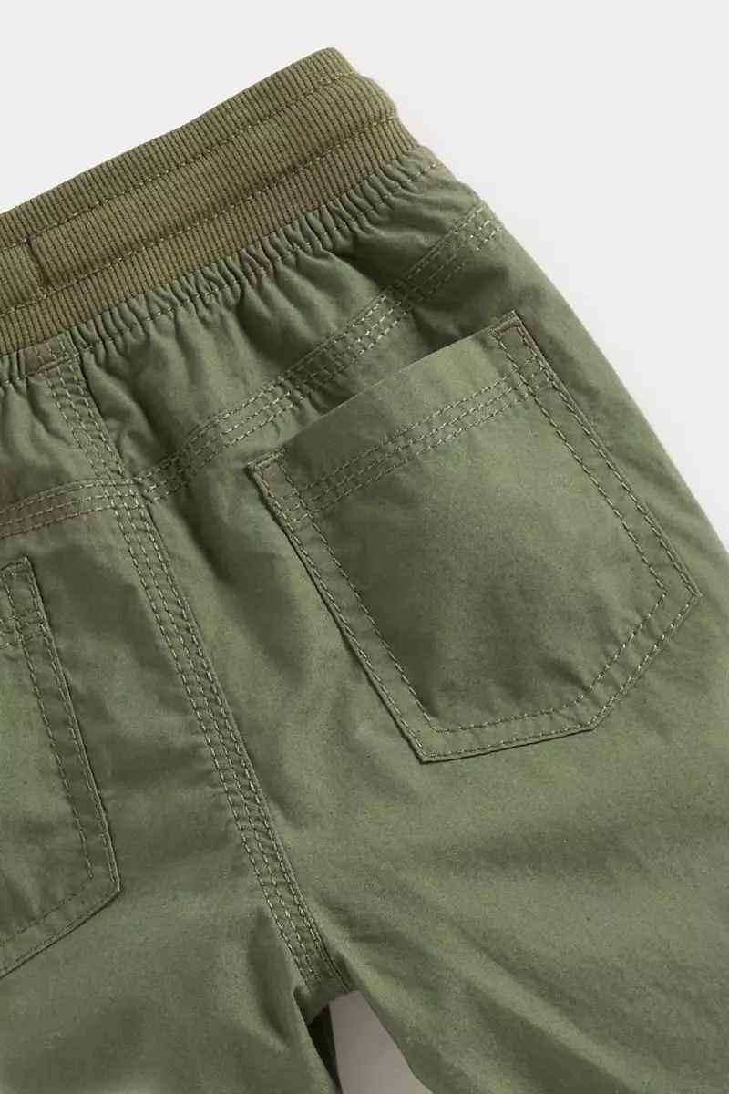 Mothercare Khaki Poplin Roll-Up Trousers - Celana Panjang Bayi Laki-laki (Hijau)