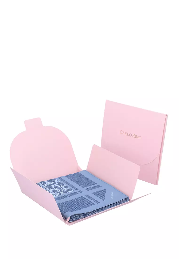 Dark Blue CR Monogram Chiffon Scarf