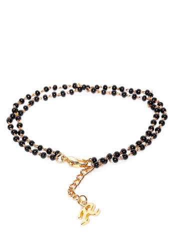 estele black Estele 24kt Gold Plated Mangalsutra Bracelet with Ravishing R Alphabet Charm for Women, One Size (101935 BR) 2E31AAC536EA82GS_1