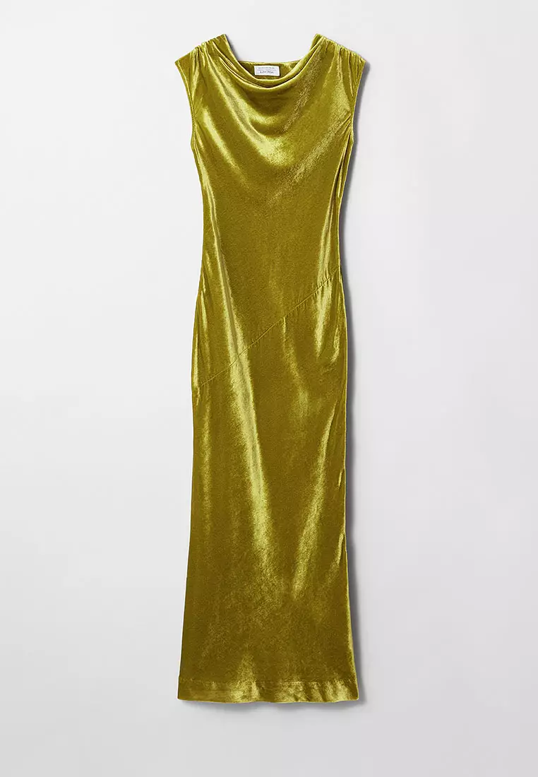 Draped Velvet Maxi Dress